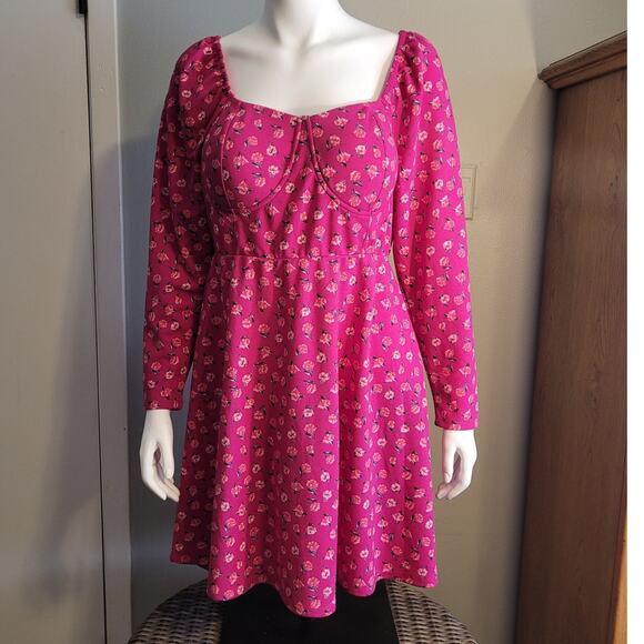 Steve Madden Dresses & Skirts - Madden NYC Pink Floral Mini Dress Sz 2X Scoop Back Built-In Bra Stretch Quietlux